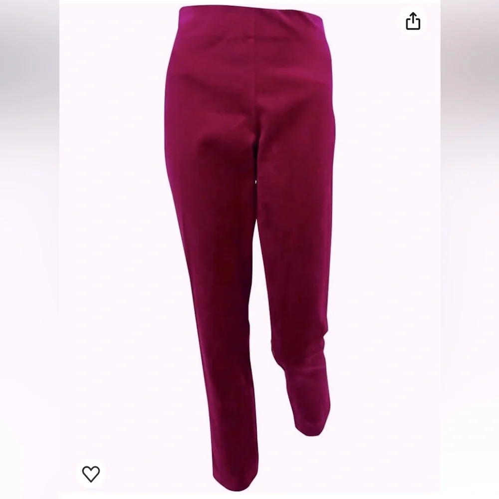 Ralph Lauren Velvet/Velour Red Crop Pants size 10 - Picture 2 of 8